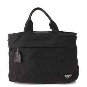 Prada Triangle Plate Tote Bag Black